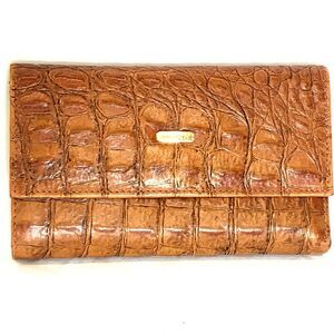 Ripani Italy Trifold Wallet Genuine Leather Embossed Crocodile Clutch Brown